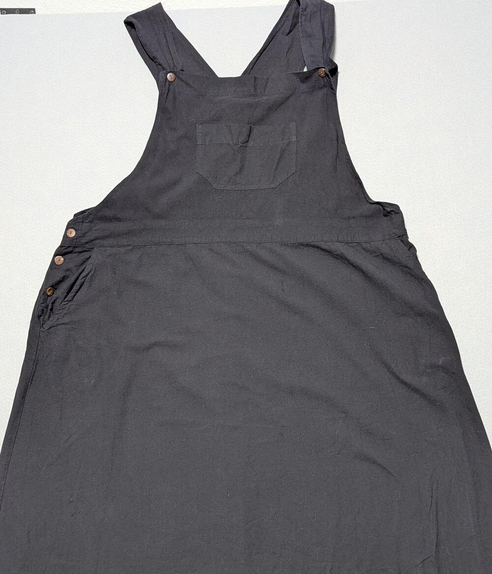 Ganesh Himal Overall Dress Womens Gauzy Large - XL Black Cotton Button Pockets